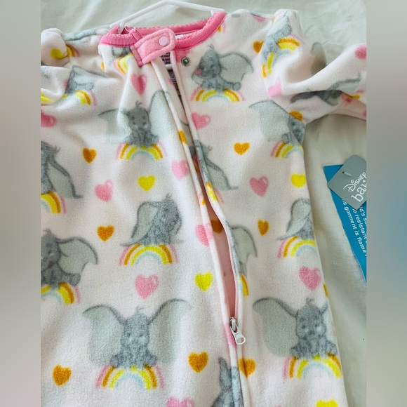Disney Baby New Pink Dumbo Onesie Fleece Pajamas 18-24 Months - Picture 4 of 8